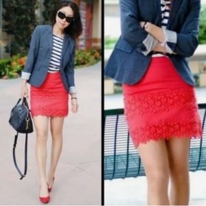 J. Crew Coral Pink Lace Mini Skirt